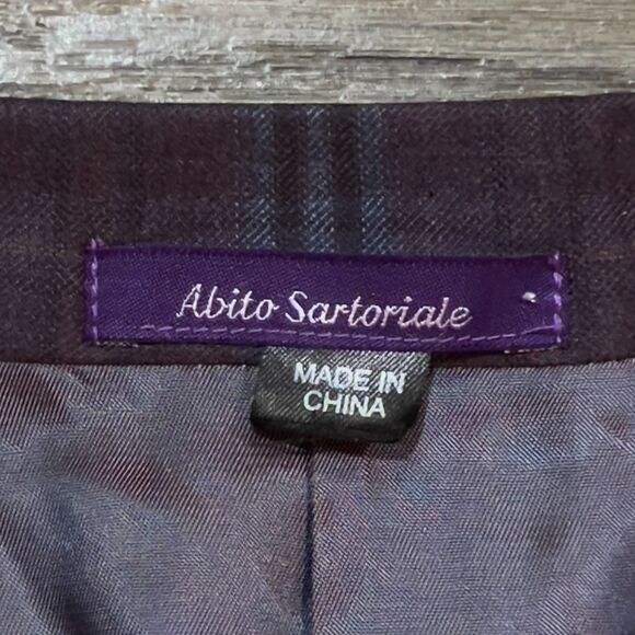 Bartorelli Napoli Abito Sartoriale Plaid Purple 2-Button Wool Blazer Size 54 R - Picture 3 of 9